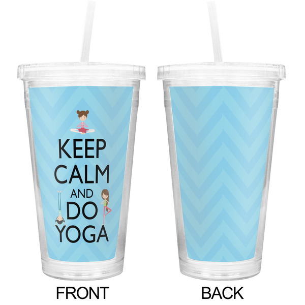 Keep Calm & Do Yoga Double Wall Tumbler with Straw - Approval