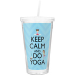 Keep Calm & Do Yoga Double Wall Tumbler with Straw