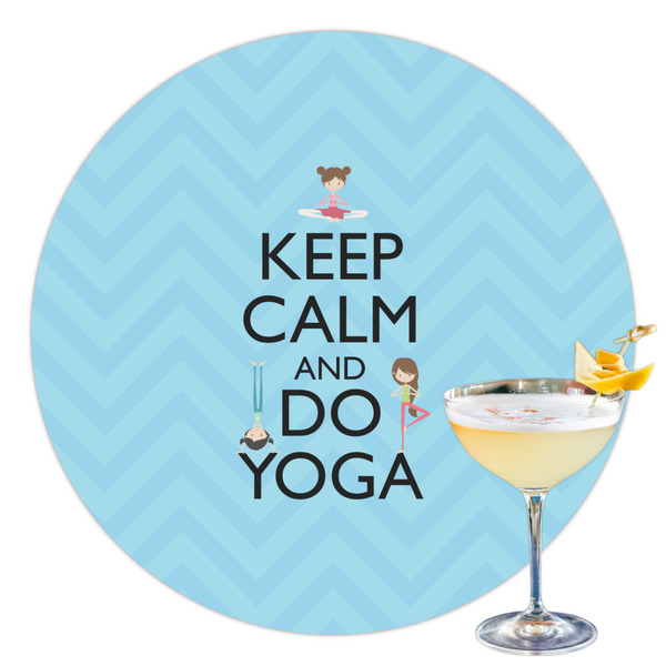 Custom Keep Calm & Do Yoga Printed Drink Topper - 3.5"