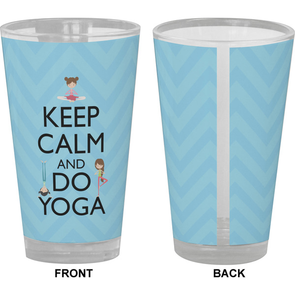 Keep Calm & Do Yoga Pint Glass - Full Color - Front & Back Views