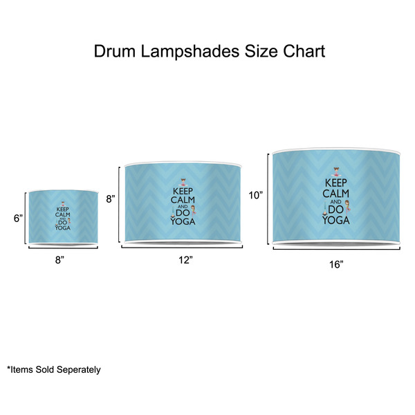 Keep Calm & Do Yoga Drum Lampshades - Sizing Chart