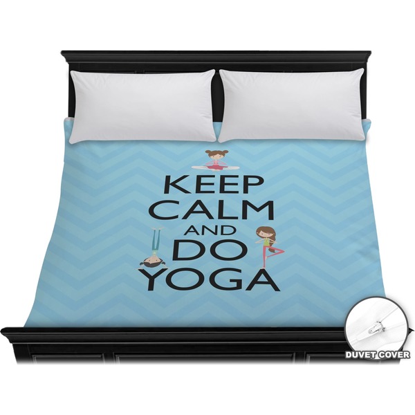 Custom Keep Calm & Do Yoga Duvet Cover - King