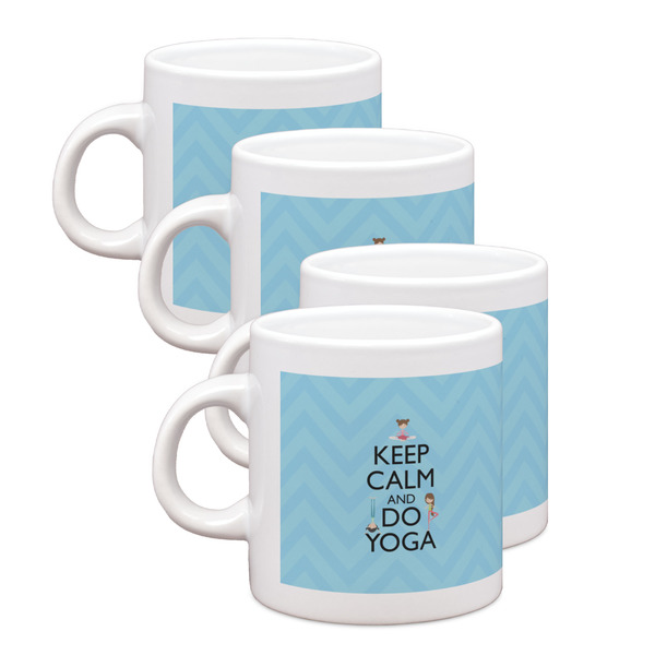 Custom Keep Calm & Do Yoga Single Shot Espresso Cups - Set of 4