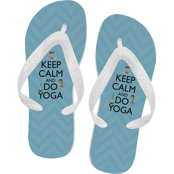 Custom Keep Calm & Do Yoga Flip Flops - Large