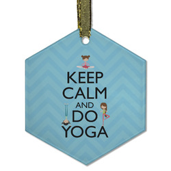 Keep Calm & Do Yoga Flat Glass Ornament - Hexagon