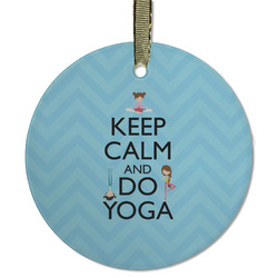 Keep Calm & Do Yoga Flat Glass Ornament - Round