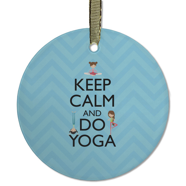 Custom Keep Calm & Do Yoga Flat Glass Ornament - Round