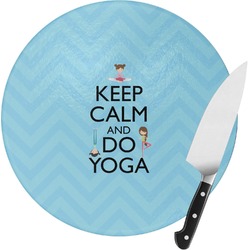 Keep Calm & Do Yoga Round Glass Cutting Board