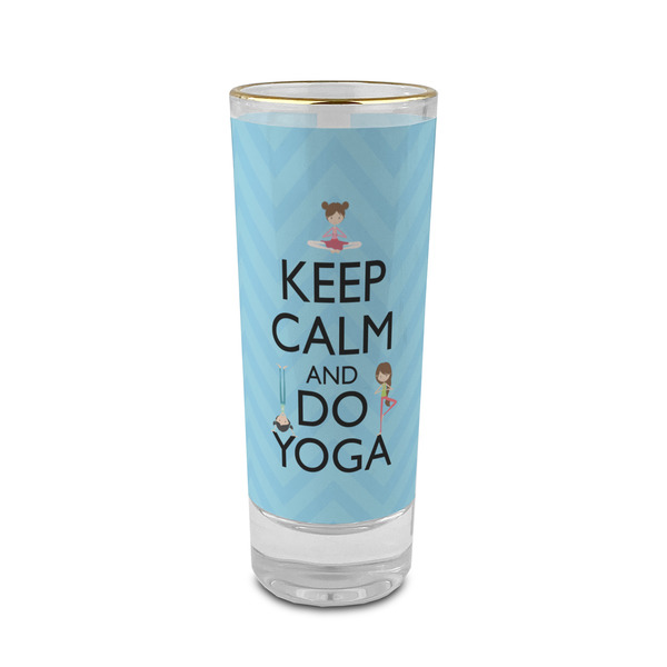 Custom Keep Calm & Do Yoga 2 oz Shot Glass -  Glass with Gold Rim - Single