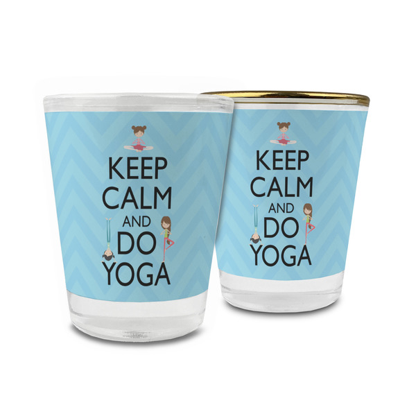 Custom Keep Calm & Do Yoga Glass Shot Glass - 1.5 oz