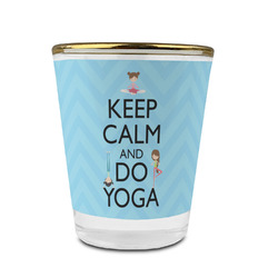 Keep Calm & Do Yoga Glass Shot Glass - 1.5 oz - with Gold Rim - Set of 4