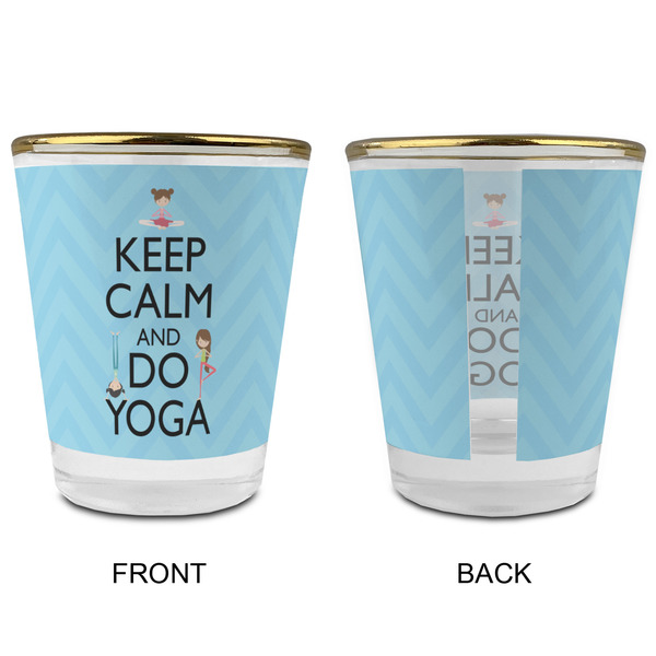 Keep Calm & Do Yoga Glass Shot Glass - with gold rim - APPROVAL