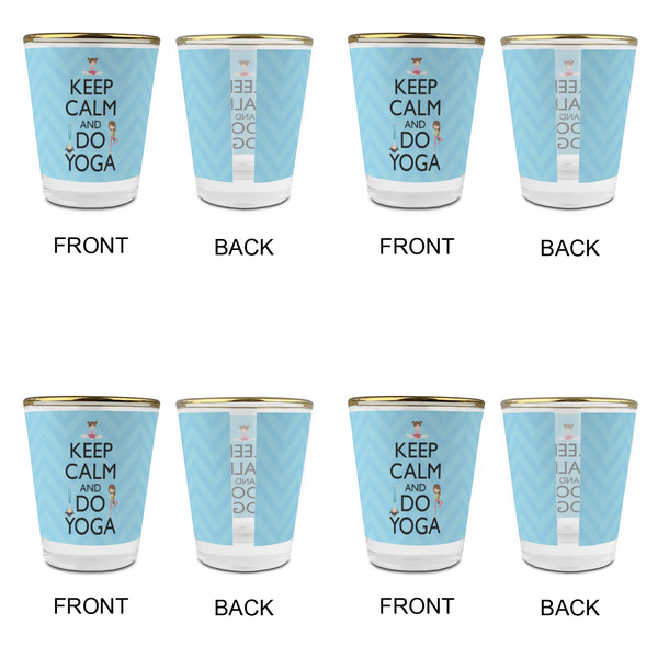 Keep Calm & Do Yoga Glass Shot Glass - with gold rim - Set of 4 - APPROVAL