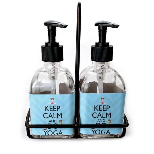 Custom Keep Calm & Do Yoga Glass Soap & Lotion Bottles