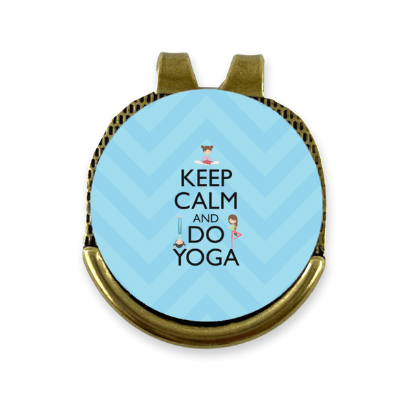 Custom Keep Calm & Do Yoga Golf Ball Marker - Hat Clip - Gold