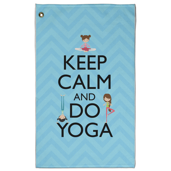 Custom Keep Calm & Do Yoga Golf Towel - Poly-Cotton Blend - Large