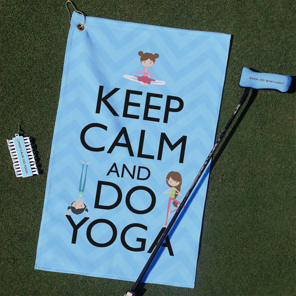 Custom Keep Calm & Do Yoga Golf Towel Gift Set