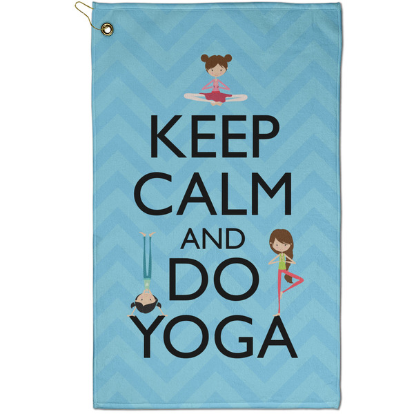 Custom Keep Calm & Do Yoga Golf Towel - Poly-Cotton Blend - Small