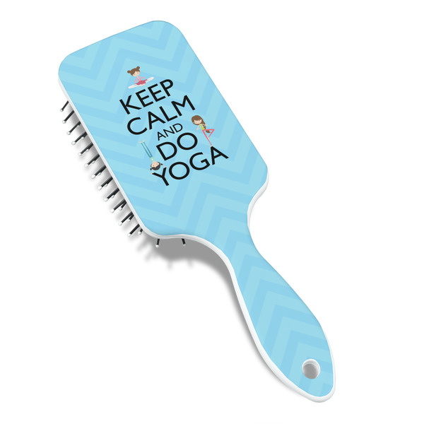 Keep Calm & Do Yoga Hair Brush - Angle View