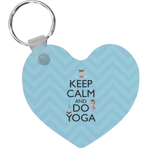 Custom Keep Calm & Do Yoga Heart Plastic Keychain