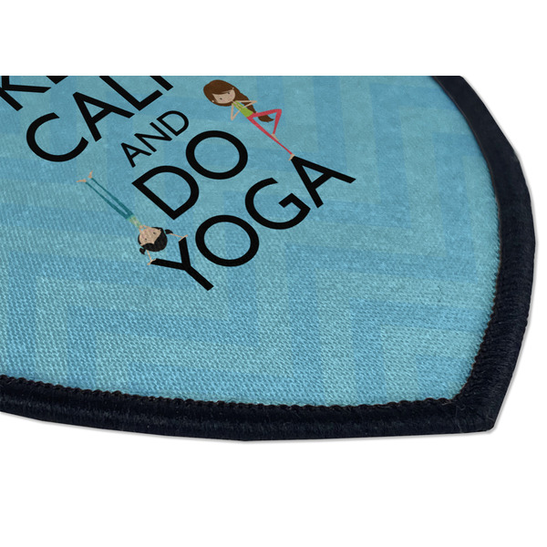 Keep Calm & Do Yoga Iron on Shield 3 Detail