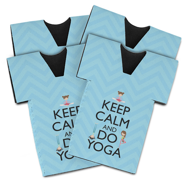 Custom Keep Calm & Do Yoga Jersey Bottle Cooler - Set of 4