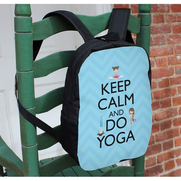 Keep Calm & Do Yoga Kids Backpack - In Context