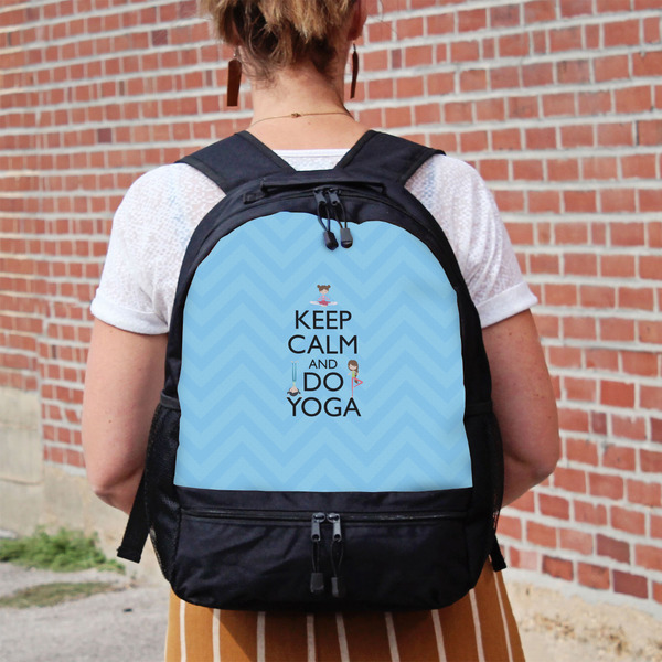 Keep Calm & Do Yoga Large Backpack - Black - On Back