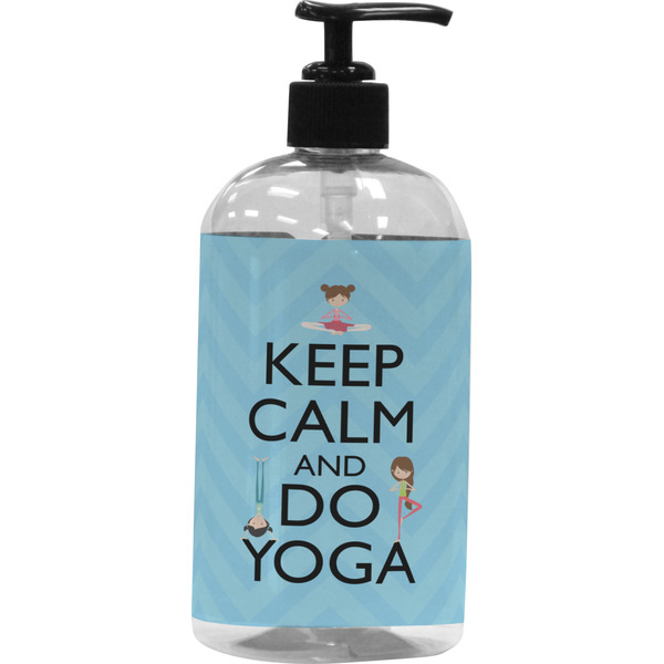 Custom Keep Calm & Do Yoga Plastic Soap / Lotion Dispenser (16 oz - Large - Black)