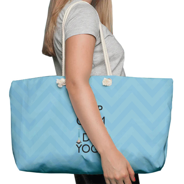 Keep Calm & Do Yoga Large Rope Tote Bag - In Context View