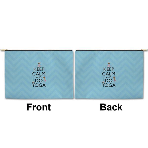 Keep Calm & Do Yoga Large Zipper Pouch Approval (Front and Back)