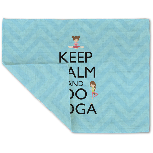 Custom Keep Calm & Do Yoga Double-Sided Linen Placemat - Single