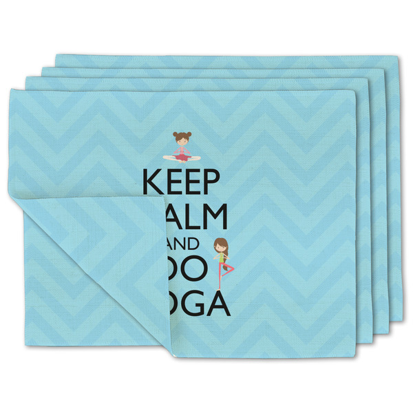 Custom Keep Calm & Do Yoga Double-Sided Linen Placemat - Set of 4