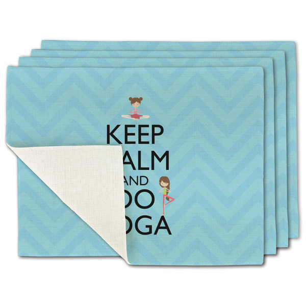 Custom Keep Calm & Do Yoga Single-Sided Linen Placemat - Set of 4