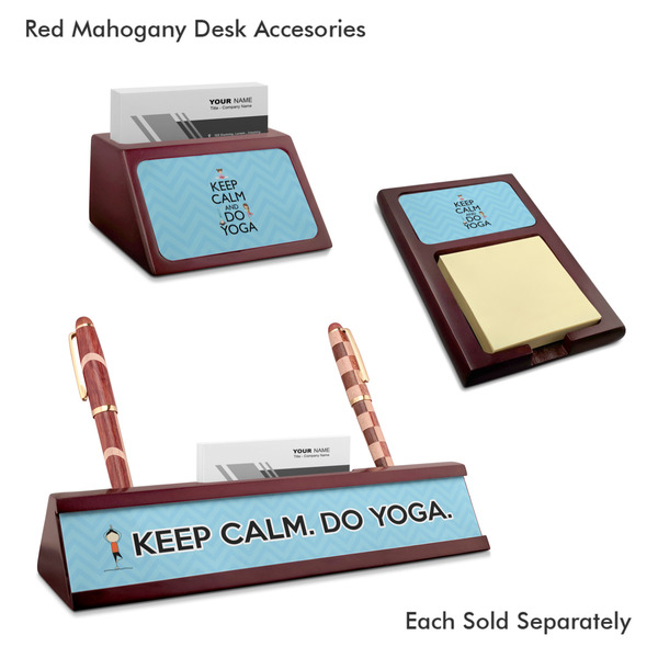 Keep Calm & Do Yoga Mahogany Desk Accessories