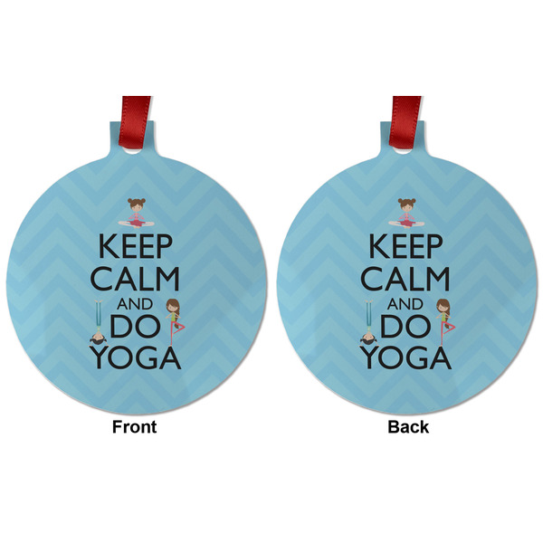 Keep Calm & Do Yoga Metal Ball Ornament - Front and Back