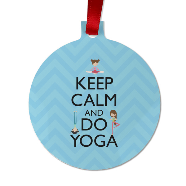 Custom Keep Calm & Do Yoga Metal Ball Ornament - Double Sided