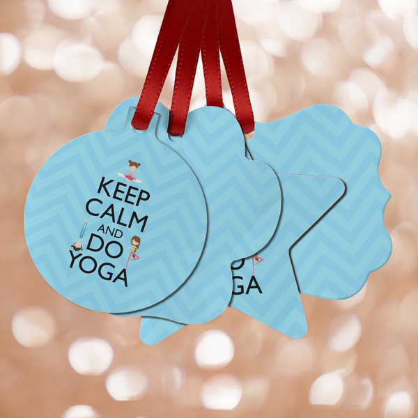 Custom Keep Calm & Do Yoga Metal Ornaments - Double Sided