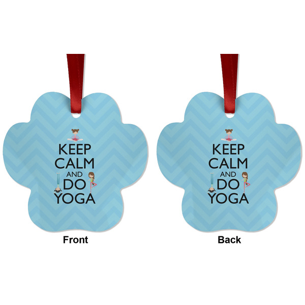 Keep Calm & Do Yoga Metal Paw Ornament - Front and Back