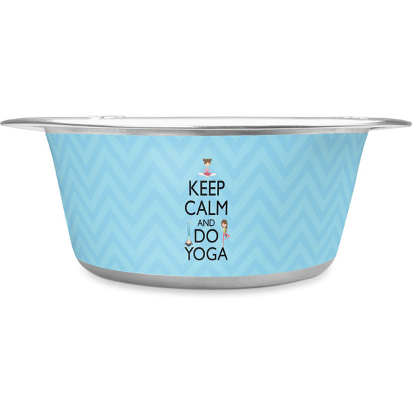 Custom Keep Calm & Do Yoga Stainless Steel Dog Bowl - Medium