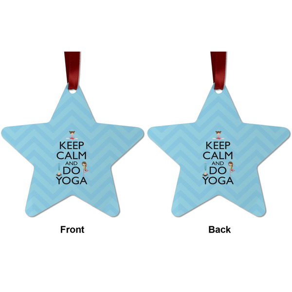 Keep Calm & Do Yoga Metal Star Ornament - Front and Back