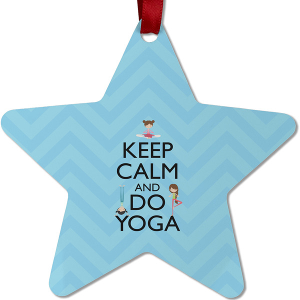 Custom Keep Calm & Do Yoga Metal Star Ornament - Double Sided