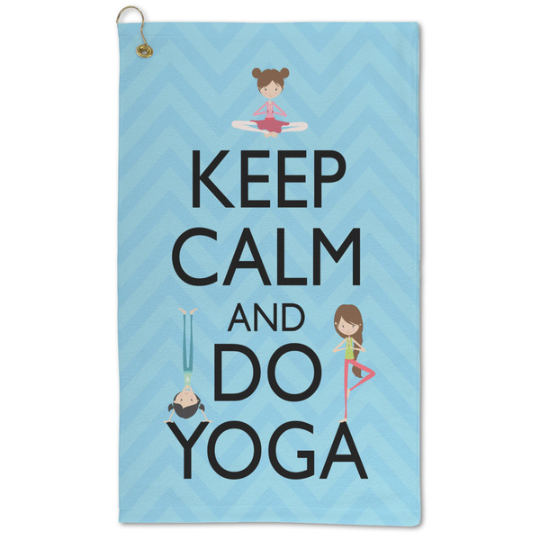 Custom Keep Calm & Do Yoga Microfiber Golf Towel - Large