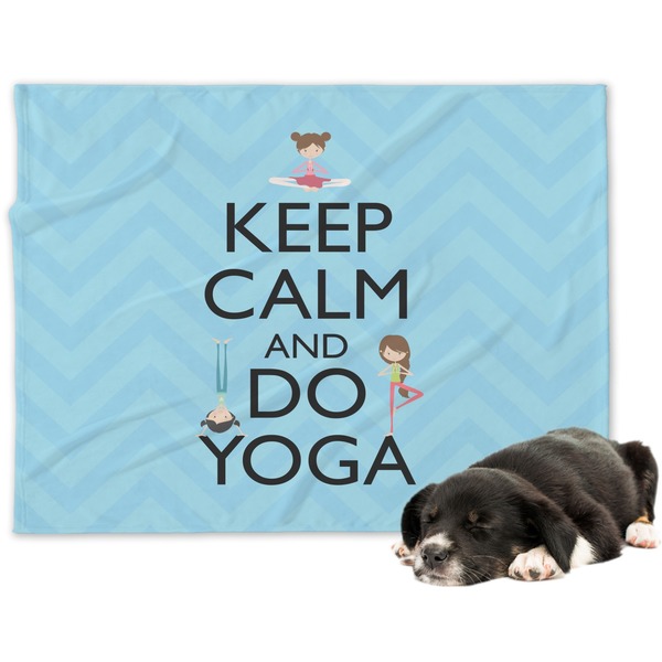 Custom Keep Calm & Do Yoga Dog Blanket - Large