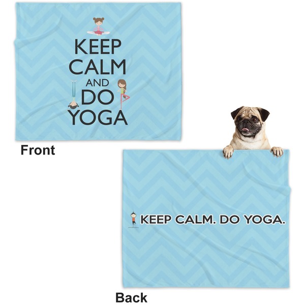 Keep Calm & Do Yoga Microfleece Dog Blanket - Large- Front & Back