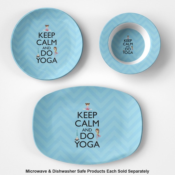 Keep Calm & Do Yoga Microwave & Dishwasher Safe CP Plastic Dishware - Group