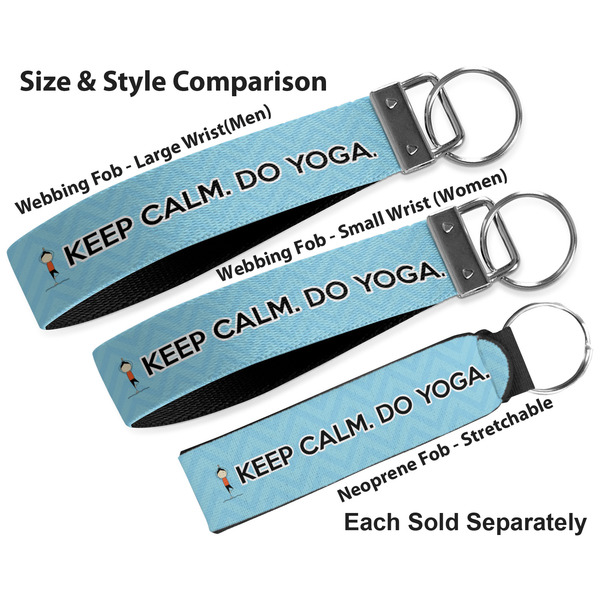 Keep Calm & Do Yoga Multiple Key Ring comparison sizes