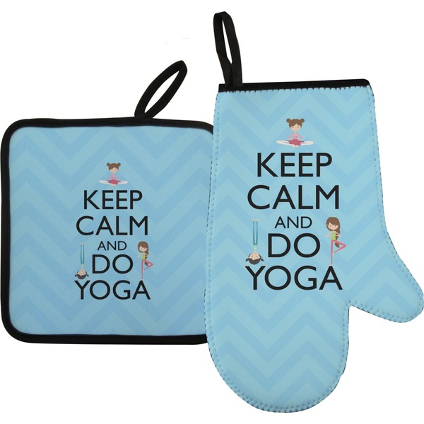 Custom Keep Calm & Do Yoga Right Oven Mitt & Pot Holder Set