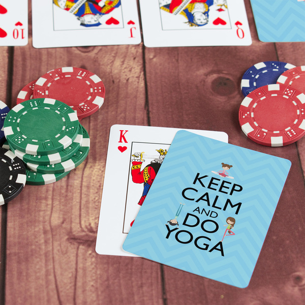 Keep Calm & Do Yoga On Table with Poker Chips