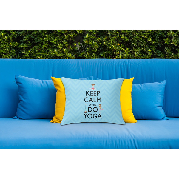 Keep Calm & Do Yoga Outdoor Throw Pillow  - LIFESTYLE (Rectangular - 20x14)